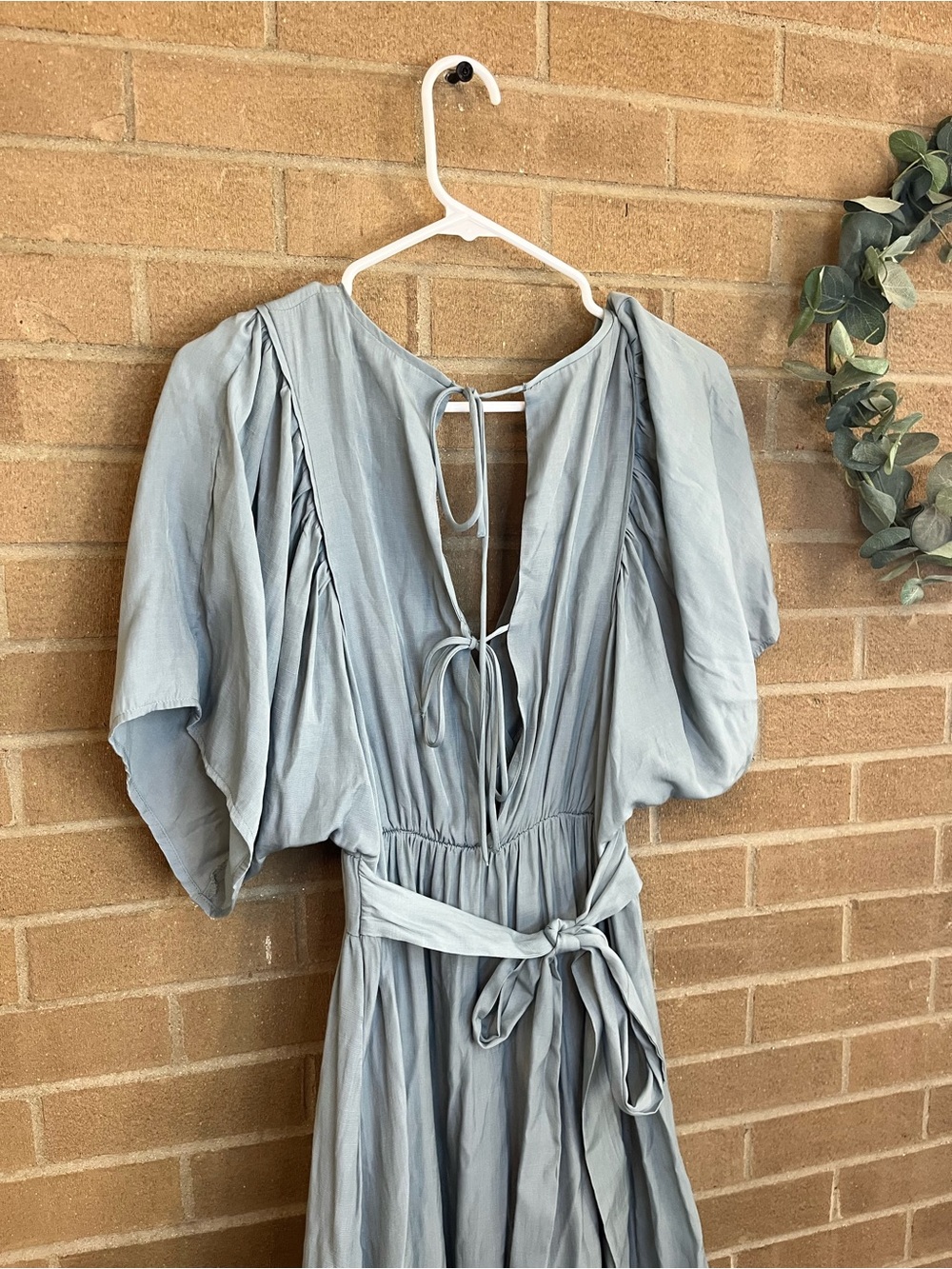 Storia Light Blue Flowing V-Neck Maxi Dress - Picture 5 of 5